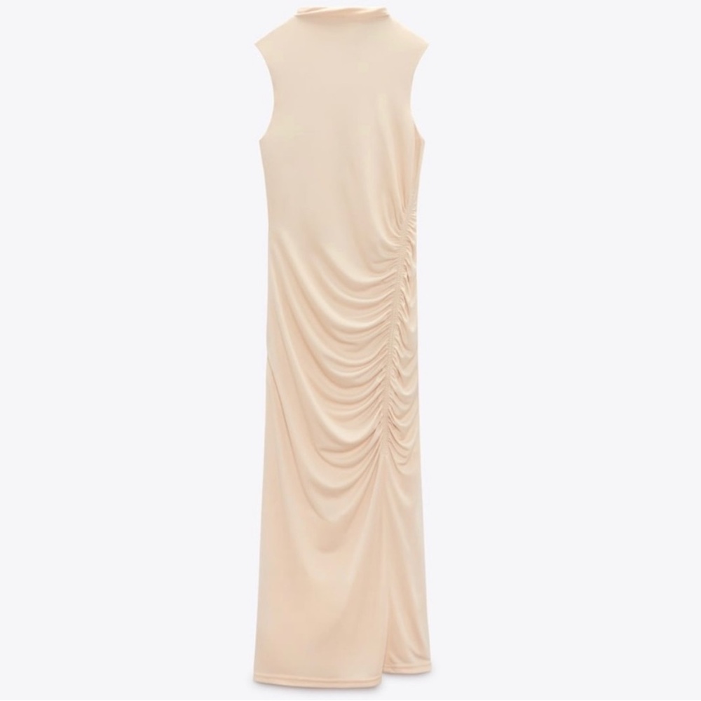 🔥💎Zara Cream long Maxi Dress High neck NWT